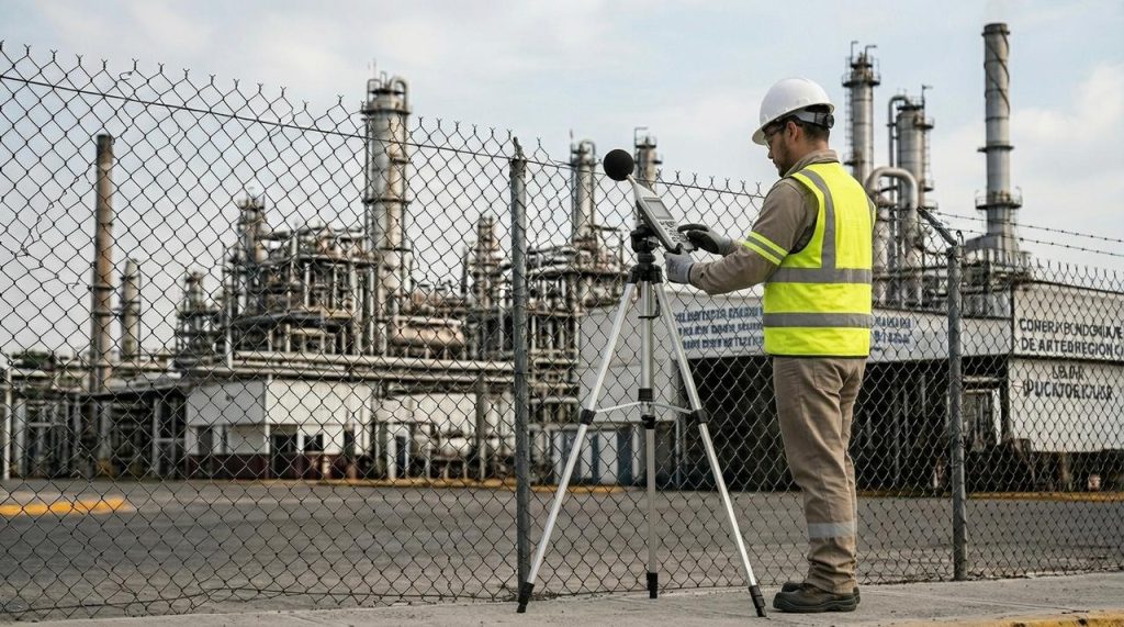 Especialista realizando una evaluación técnica en una instalación industrial